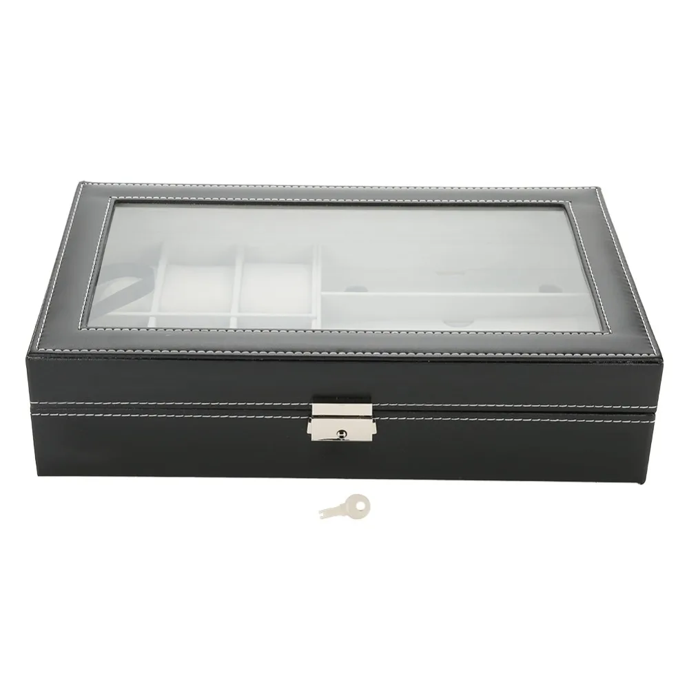 High Grade PU Leather Storage Box 6+3 Grids Simple Style Display Case Multifunctional Delicate Jewelry Storage Eyewear Organize
