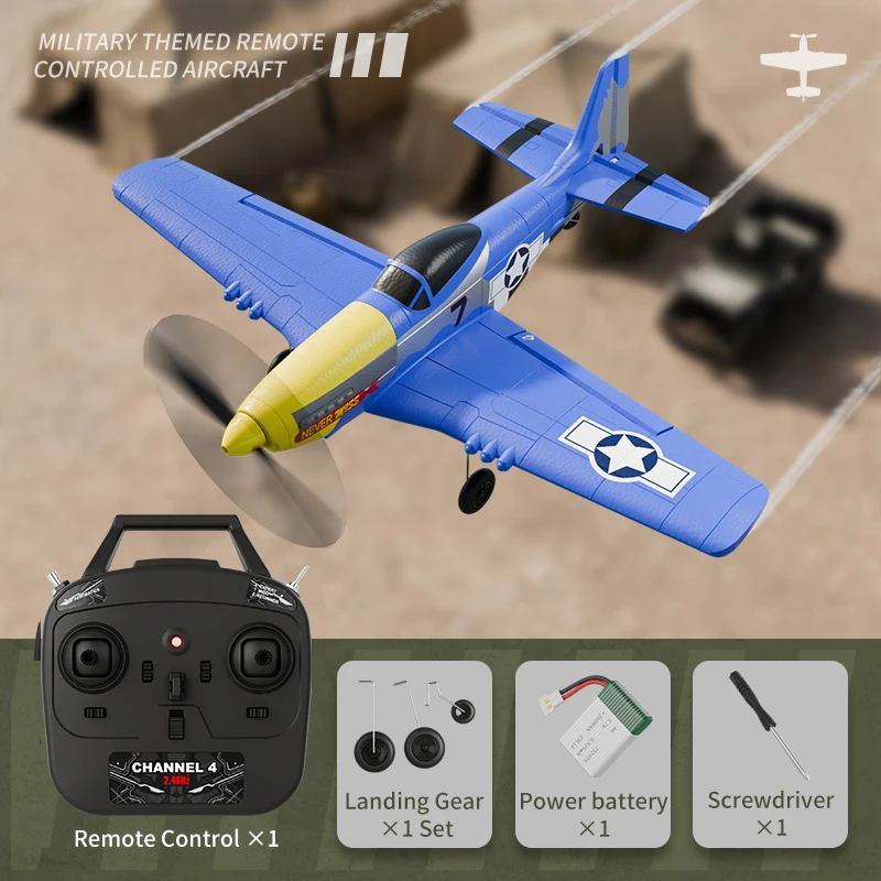 RC Vliegtuig P51 Mustang 2.4G Radio EPP Schuim 4CH 6 Axis 410MM Spanwijdte RC Jager Eén-Knops Aerobatics RTF Vliegtuig Speelgoed
