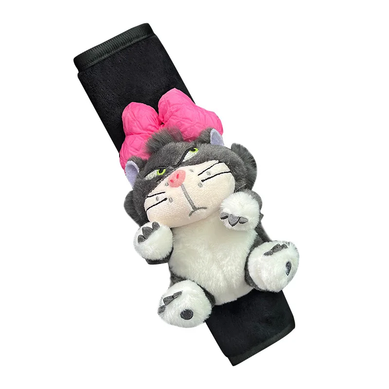 Cute Cartoon Cat Toy Animal Car Seat Belt Soft Plush Cat Seat Belt Cover Shoulder Strap Harness Cushion Shoulder Pad Protector