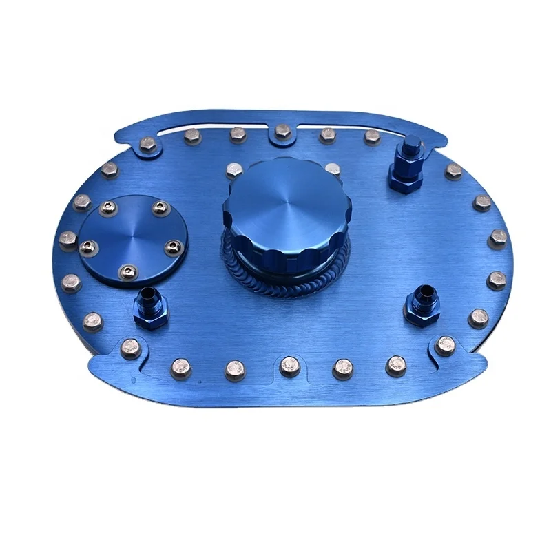 

Racing Billet Aluminum Circle Track Fuel Cell Cap Blue Complete Twist Cover