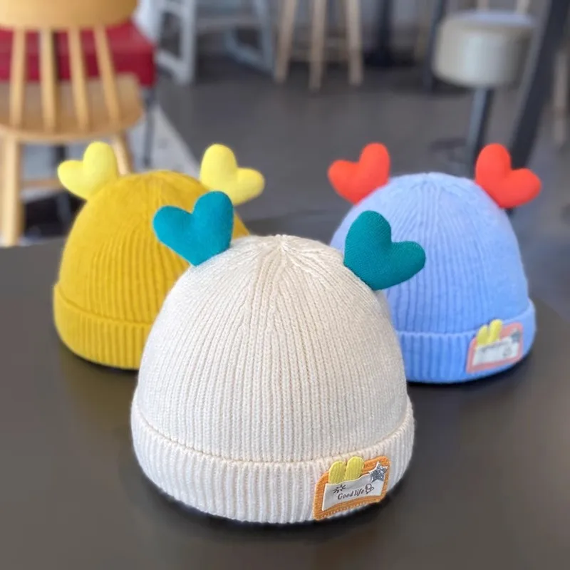 

1-10PCS Baby Hat Autumn and Winter Cute Little Deer Newborn Baby Hair Hat Warm Newborn Boys and Girls Knitted Hat Christmas Gift
