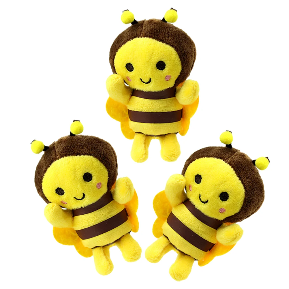 

3 Pcs Pendant Little Bee Baby Girl Toys Fluffy Keychain Ornament Pp Cotton Plush