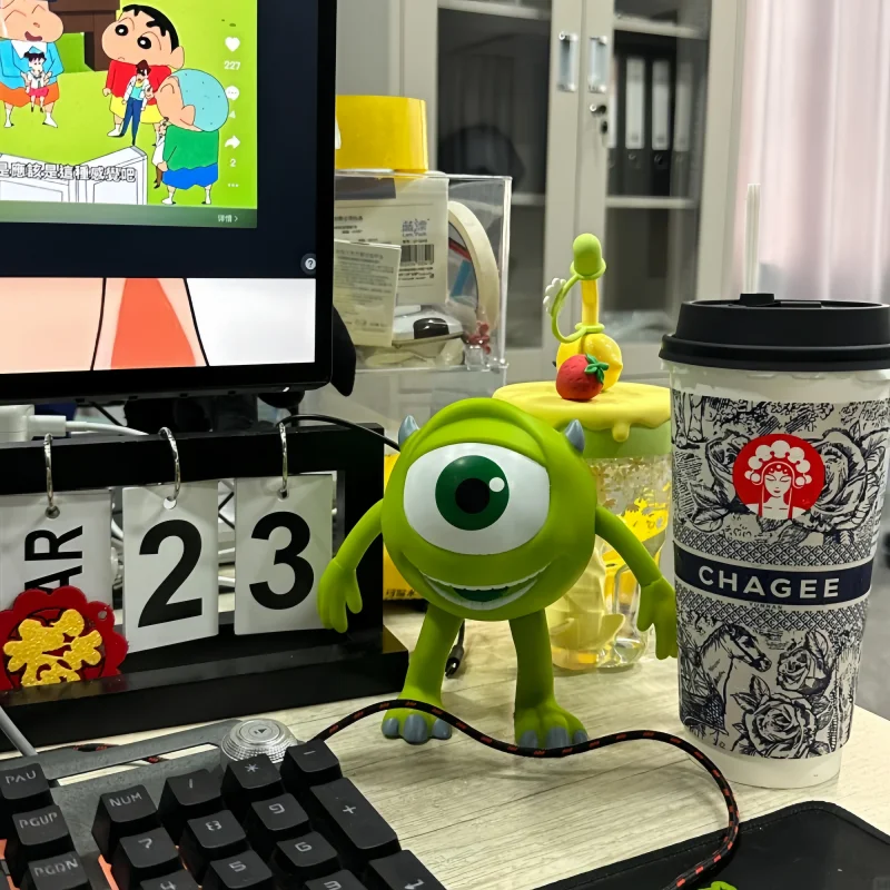 Em estoque original monsters inc michael wazowski figura de ação brinquedo colecionável decoração de mesa ornamento presente de aniversário