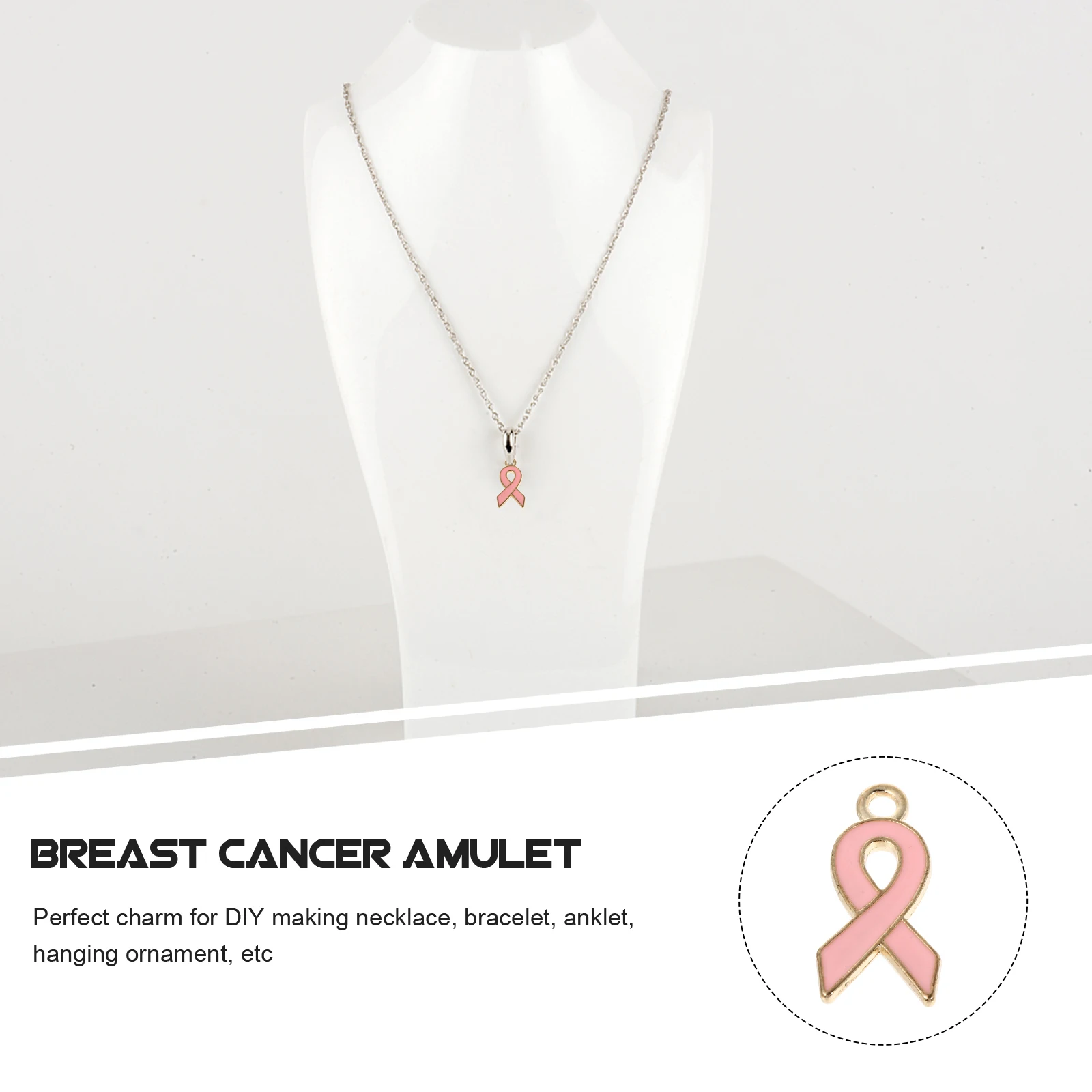 

120pcs Pink Ribbon Charms Breast Cancer Awareness Pendant DIY Jewelry Accessories Dripping Oil Design Alloy Beads for Necklaces