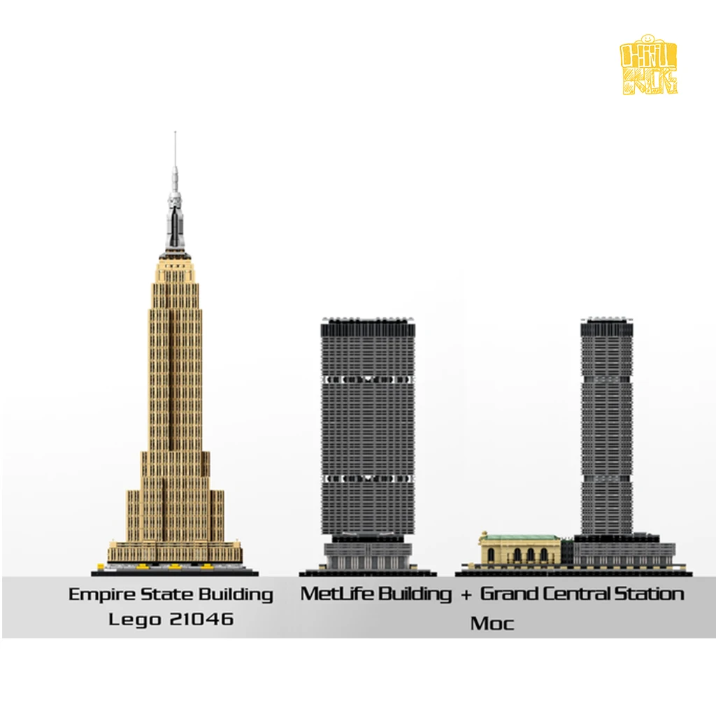 MOC TT017 MetLife Building & Grand Central Terminal Station 1:800 Model With PDF Drawings Building Blocks Bricks Christmas Gifts