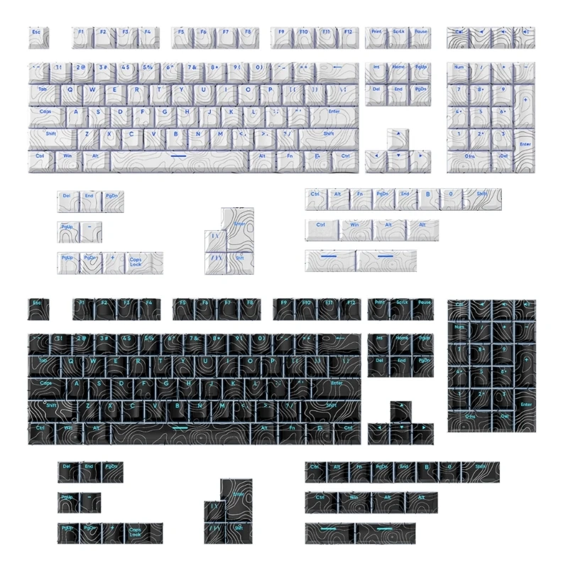 PBT Transparents Line Original Height Keycaps 135Keys Dye Subbed Through Backlits keycapst for Mechanical Keyboards