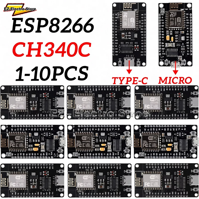 ESP8266 NodeMCU LUA CH340 ESP-12E WiFi Internet Development Board 4M Flash Serial Wireless Module for Arduino Type-c usb