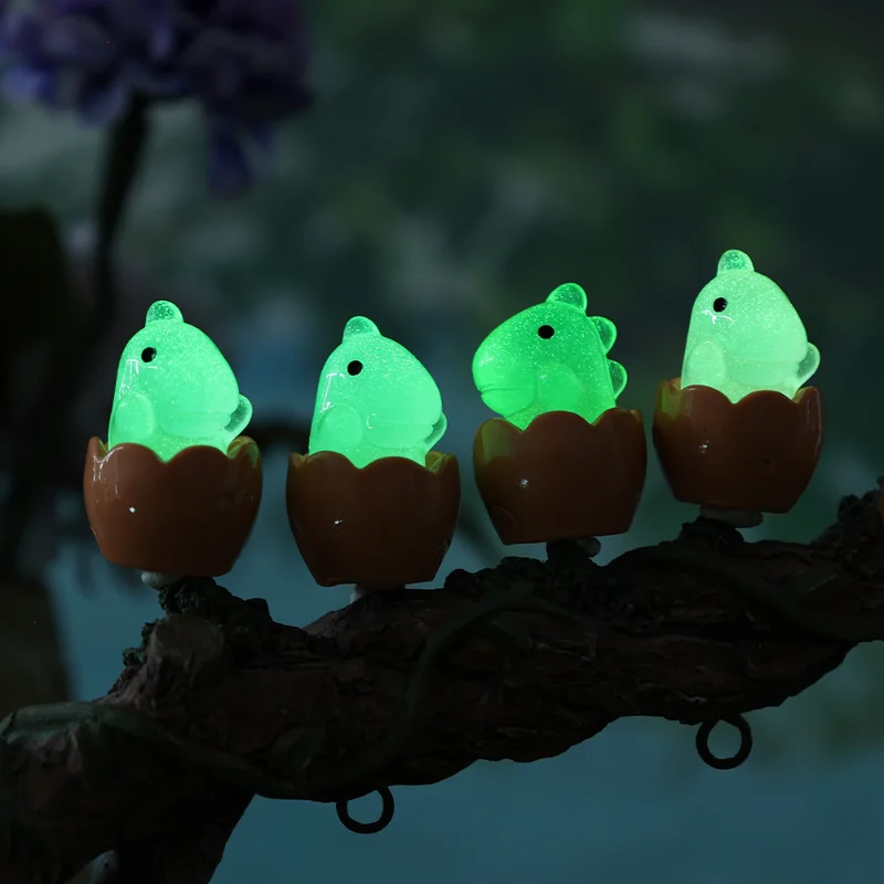 Car Interior Cute Luminous Resin Dinosaur Egg Cartoon Car Ornament Glow In The Dark Dinosaur Eggs for Decoration 1/5/10pcs