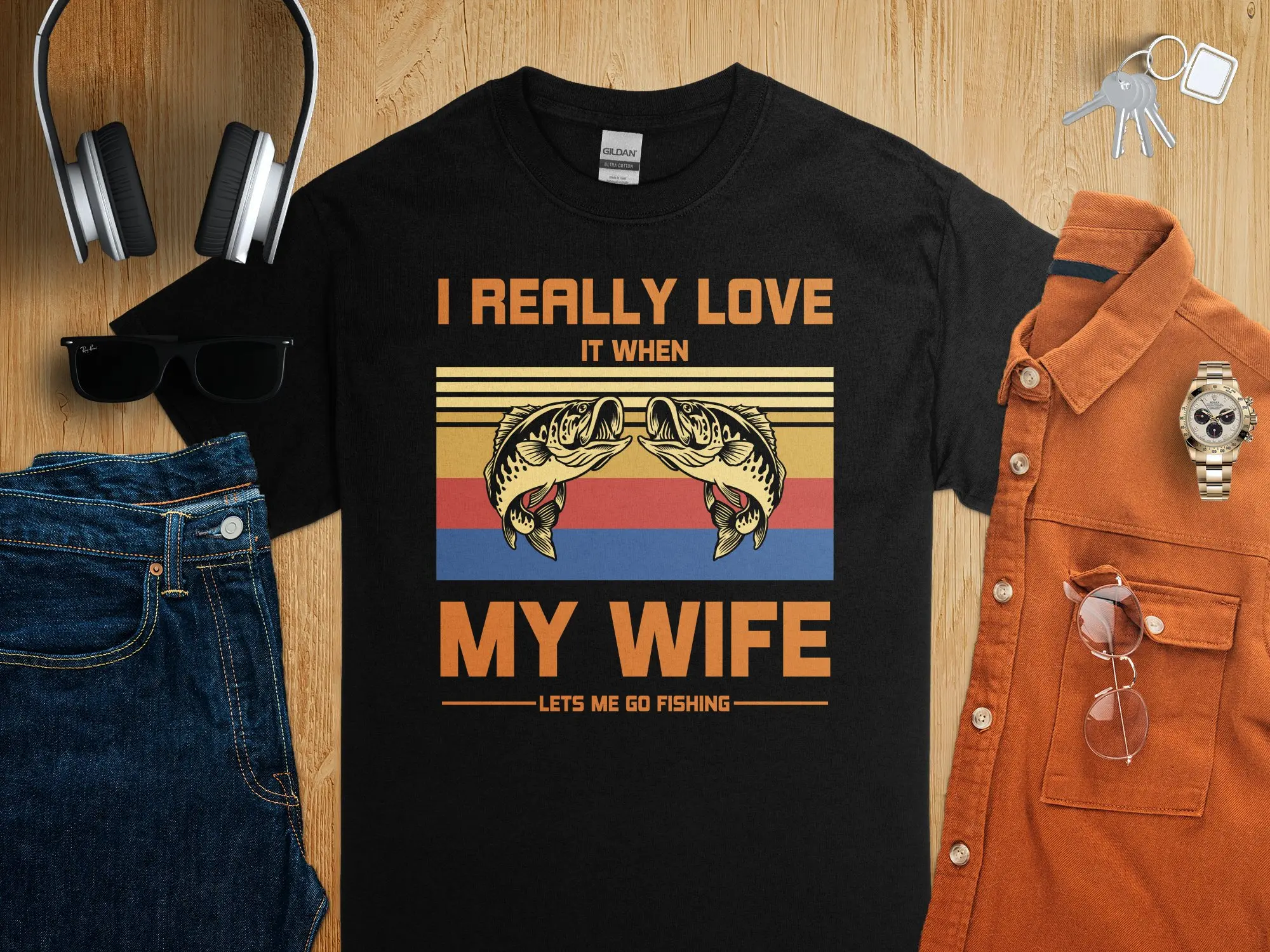 

Забавная футболка для рыбалки для мужчин, я очень любовь это, когда моя жена, рыбаки, уникальная мужская повседневная одежда