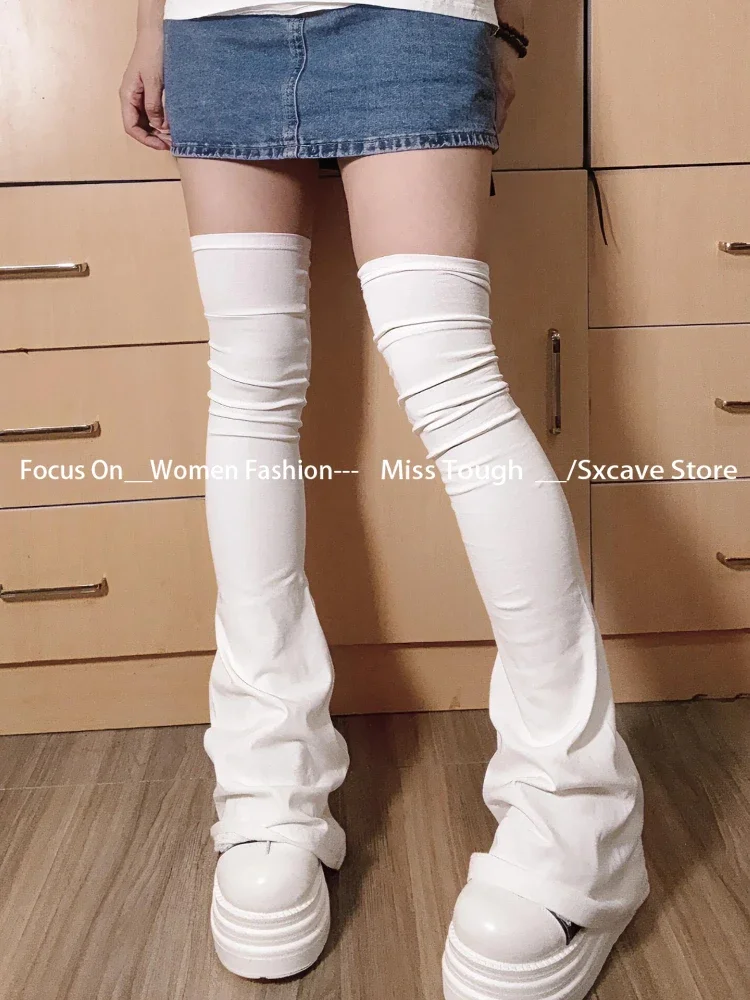 Subculture Japanese Y2k Leg Warmers Women Lolita Kawaii Boot Cuffs Warm Long Sock Autumn Girls Vintage Print Thigh High Socks