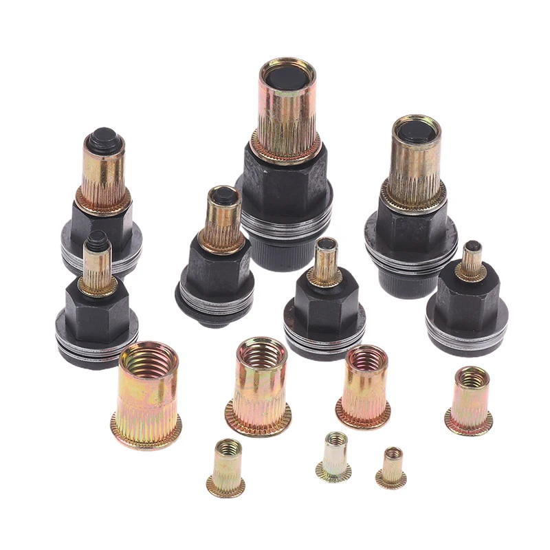 10pcs Hand Rivet Nut Tool Set Manual Riveter Kit With M3-12 Nut Heads For DIY Repair Installation, Easy Use Accessory