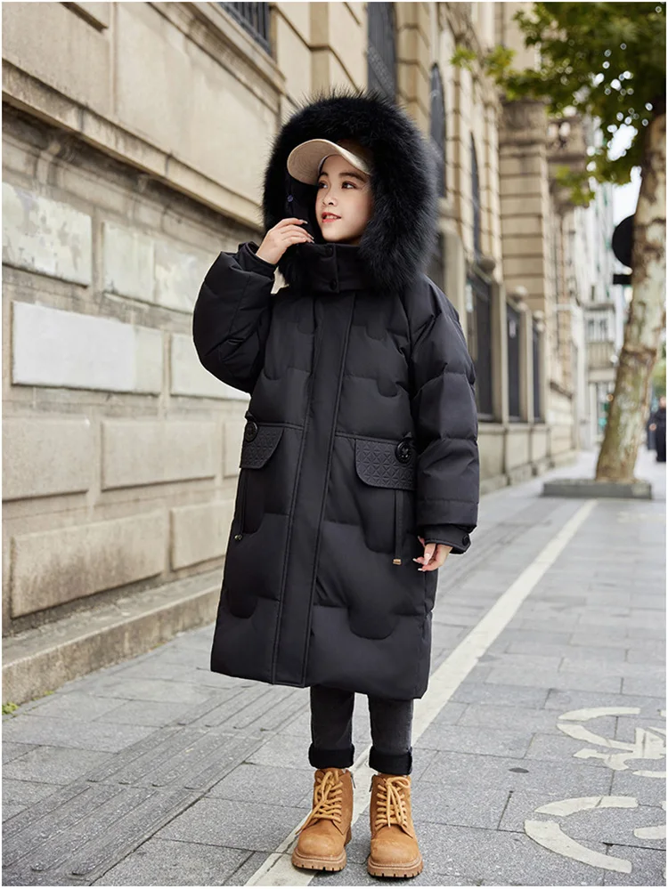 2025 Children Winter Down Jacket For Girl Thick Warm Long Teenage Girl Jacket Coat 5-12 Years Kids Parka Outerwear Coat