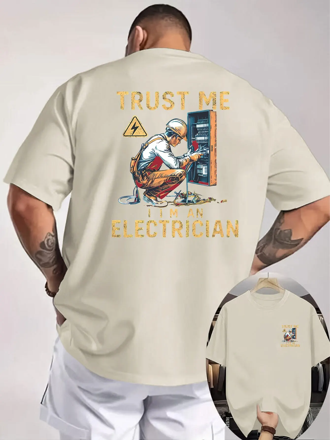 TRUST ME I'M AN ELECTRICIAN Graphic Vintage Men's Summer T-Shirt Casual Tshirts O-neck short-sleeved Tee Tops TShirts Streetwear