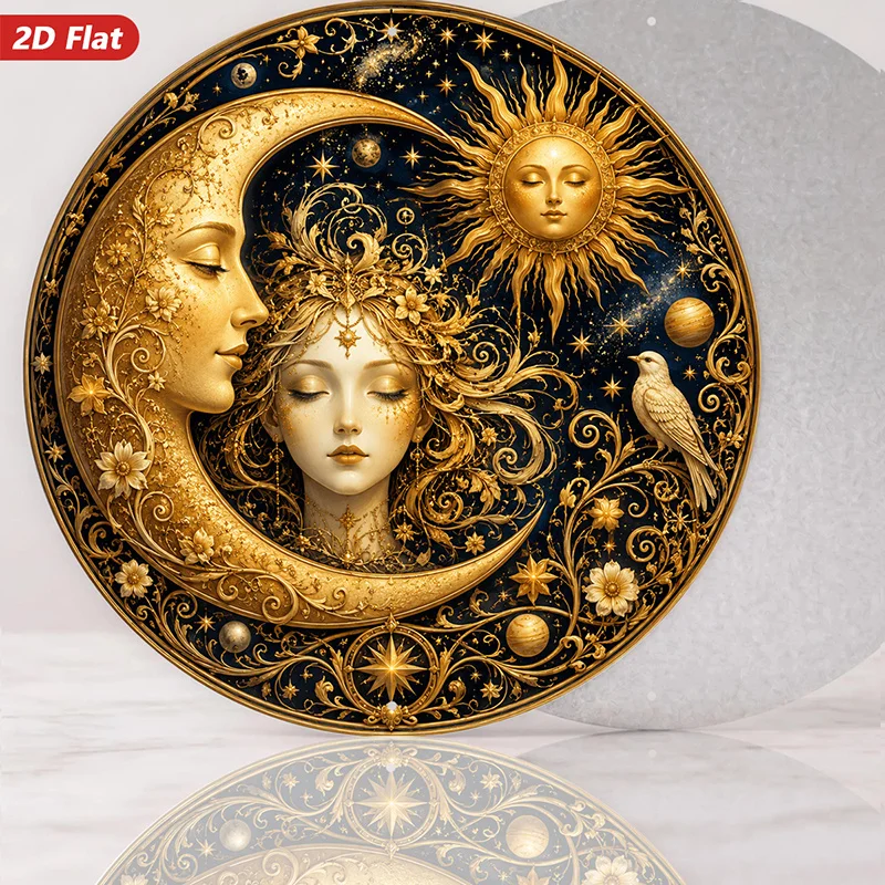 CIFBUY Mystical Celestial Sun Moon Goddess Aluminum Wall Art Waterproof Wear Resistant Sign Home Living Room Bedroom Study Den