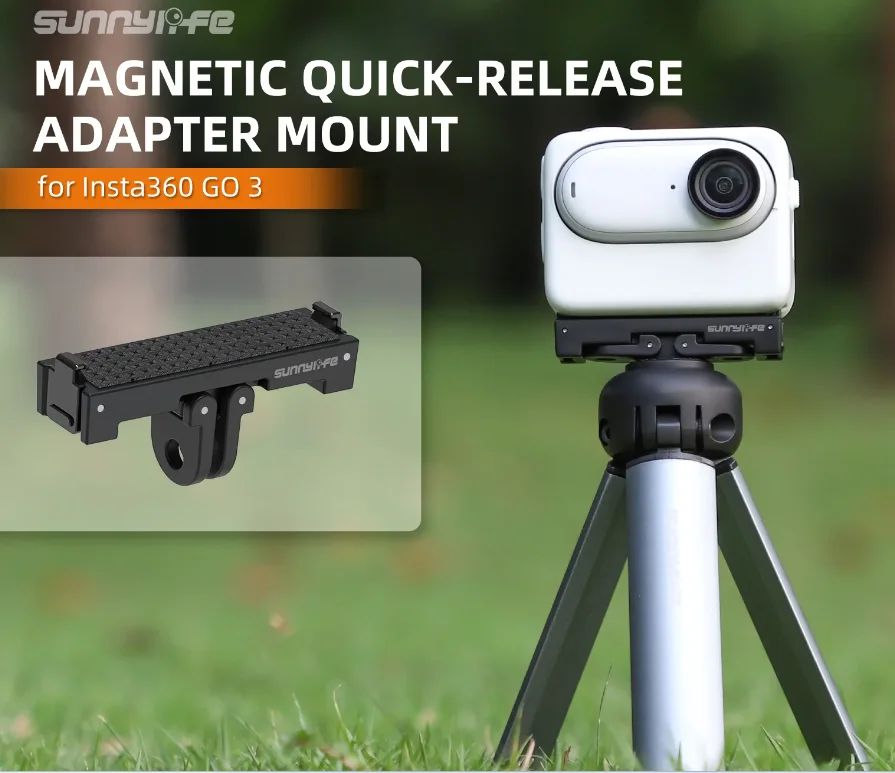 Sunnylife Magnetic Quick Release Adapter For Insta360 GO3/3S ABS Thumb Camera Durable Quick Release Adapter Mount Brackets
