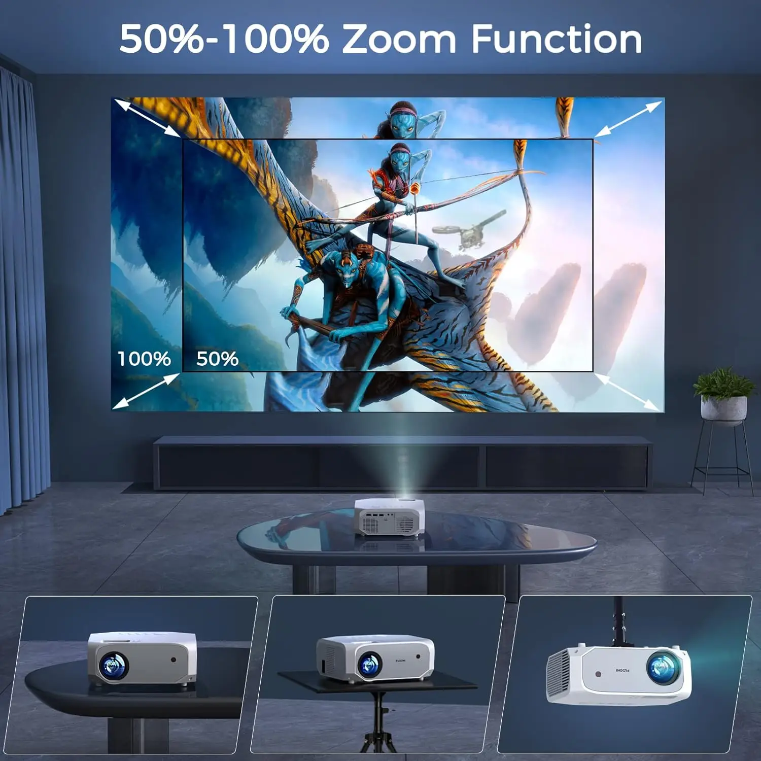 1pc Projector With Wifi And Bluetooth - Compatible With Fudoni 10000l Portable Outdoor Screen image 5