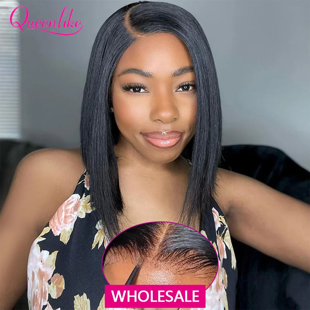 

10 inch Straight Preplucked Glueless Bob Wig Human Hair Wigs Ready to Wear Brazilian Remy Hair Wigs for Women 4x4 Pre Cut Wigs