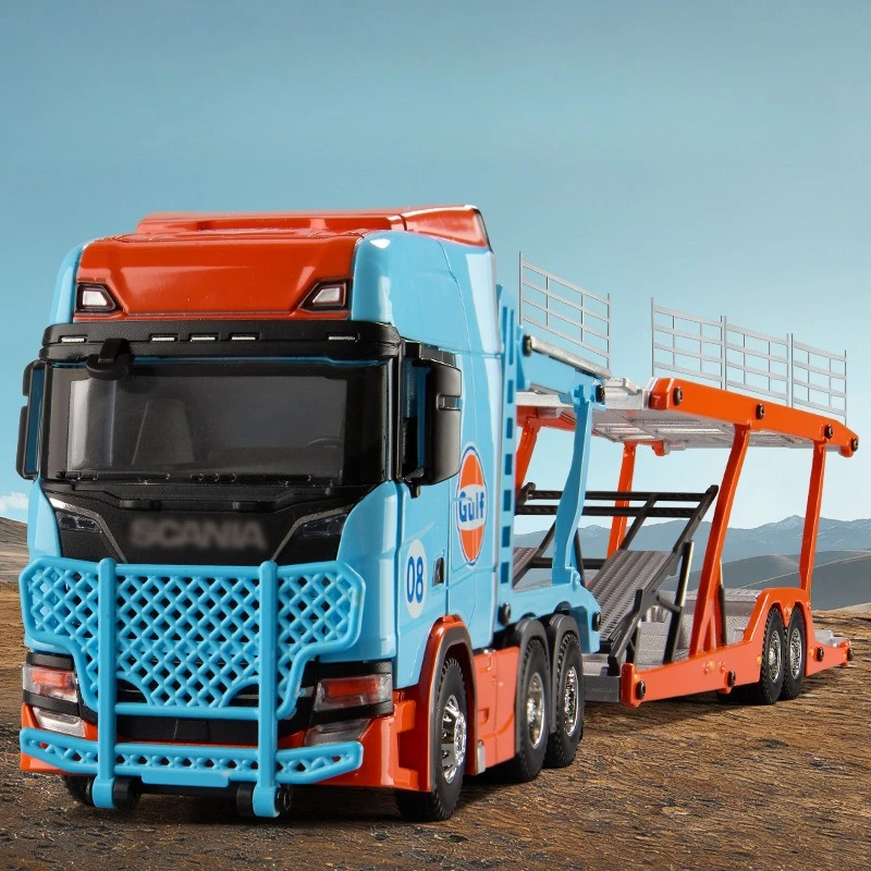 1:50 Scani Double-decker Transporter Alloy Car Model Simulation Sliding Boy Toy Children's Gift