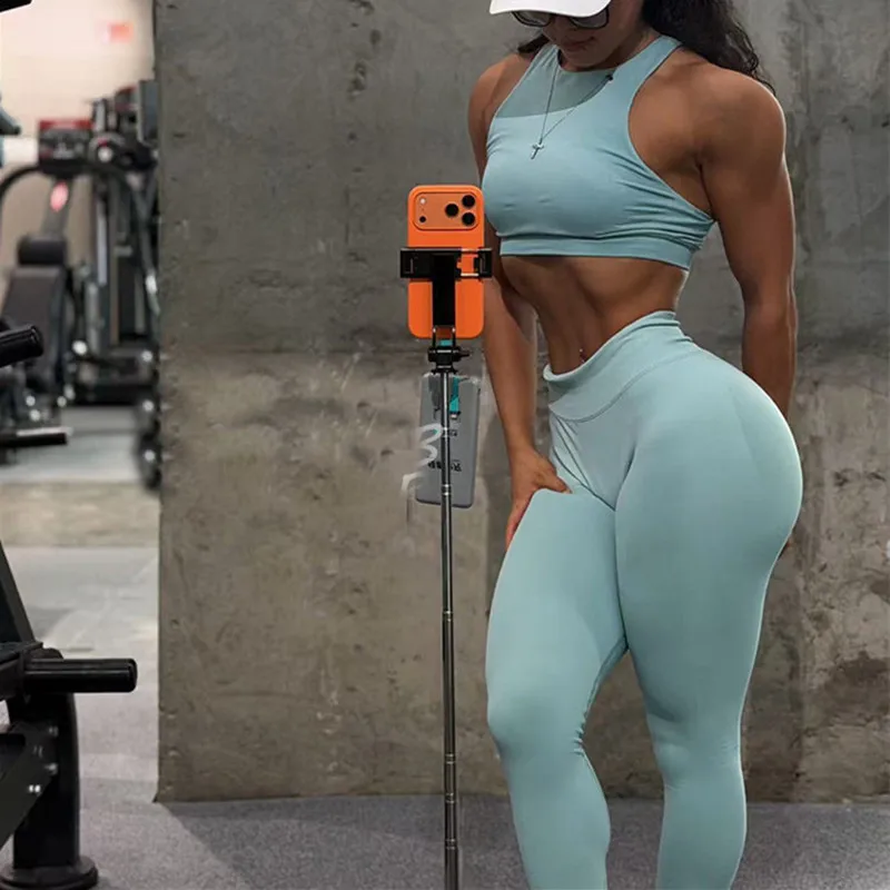 Nologo Dynamic Racer Bra Seamless Depan dan Belakang Racer High Support Removable Bra Pads Ribbed Underband Crop Sports Bra XP93