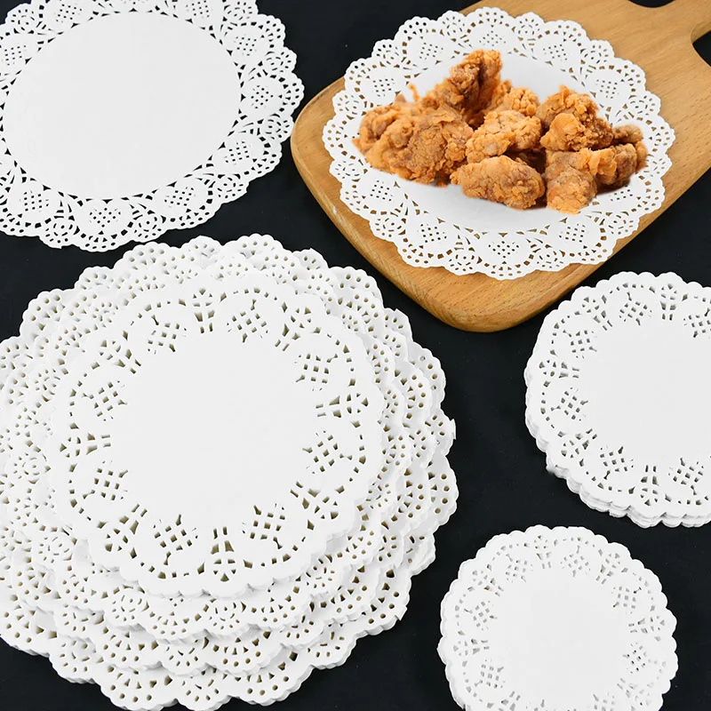 100pcs White Lace Doilies Placemats Wedding Candy Gift Boxes Wrap Paper Lace Mat Christmas Birthday Party Table Decor DIY Crafts