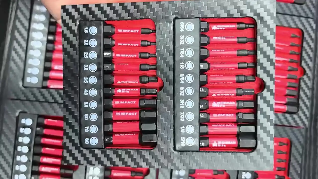 20PCS hexagonal metric and imperial screwdriver set, black S2 material, impact-resistant, 50mm carbon fiber