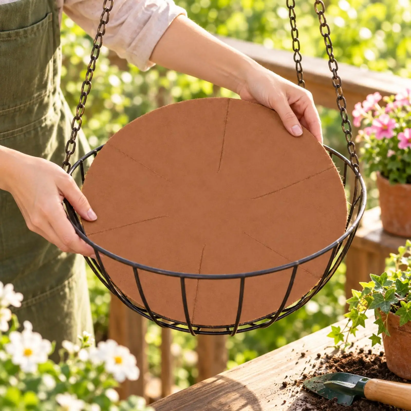 3 Pieces Replacement Planter Liners Moisture-Retaining Felt Hanging Planter Liner Bowl-Shaped Felt Basket Liner Tear-Resistant