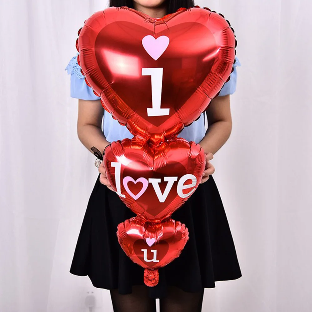 I love you balloon love heart to heart aluminum foil balloon wedding room decoration floating balloon proposal atmosphere layout