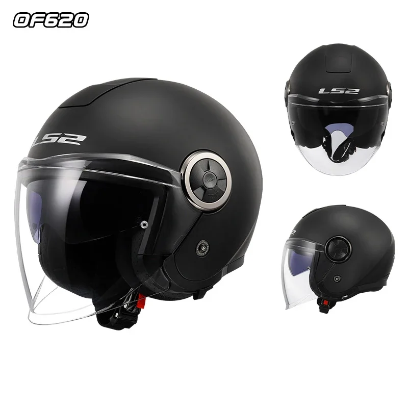 2025 LS2 OF620 كلاسيك التوأم أقنعة مفتوحة الوجه الخوذ دراجة نارية رجل حجم كبير دراجة كهربائية سكوتر دراجة نارية خوذات السلامة #5