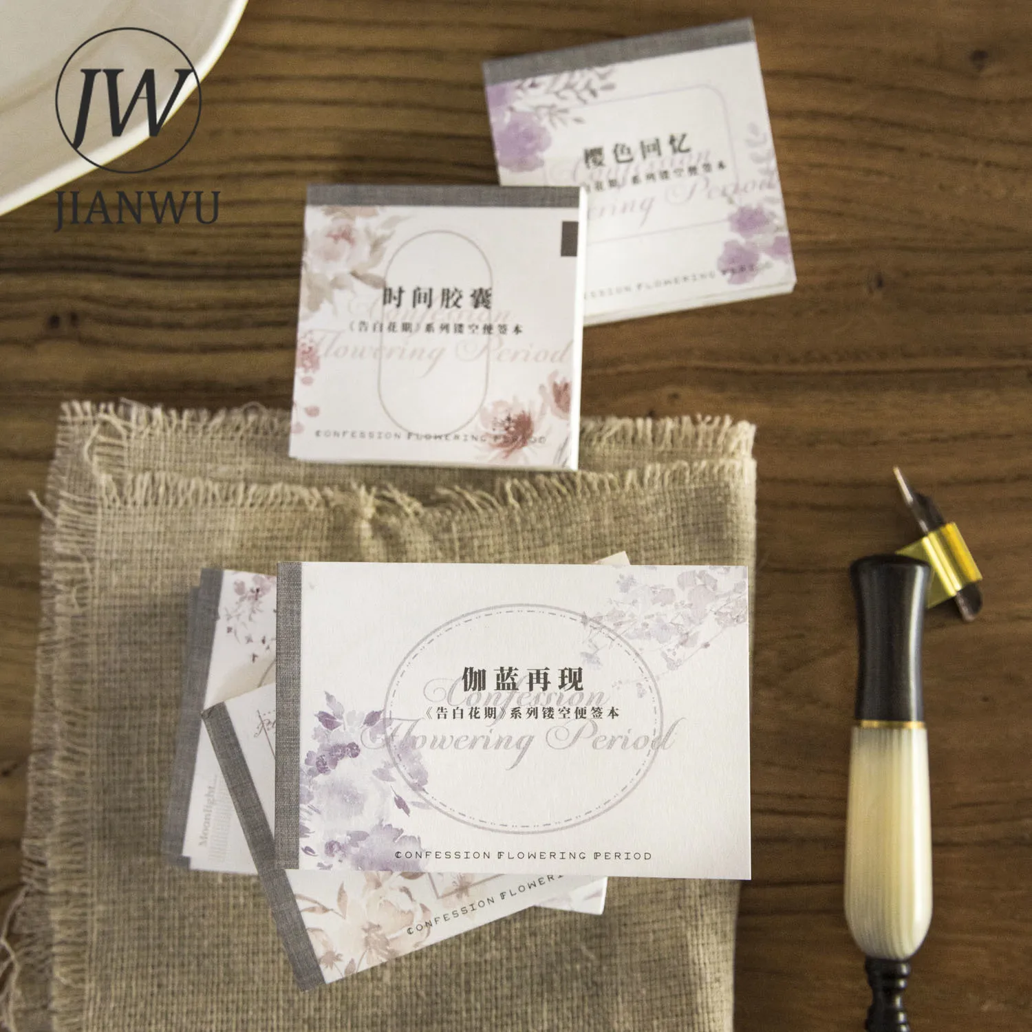 JIANWU 30 Sheets Confession Flowering Series Simple Hollow Material Decor Memo Pad Creative DIY Journal Collage Stationery