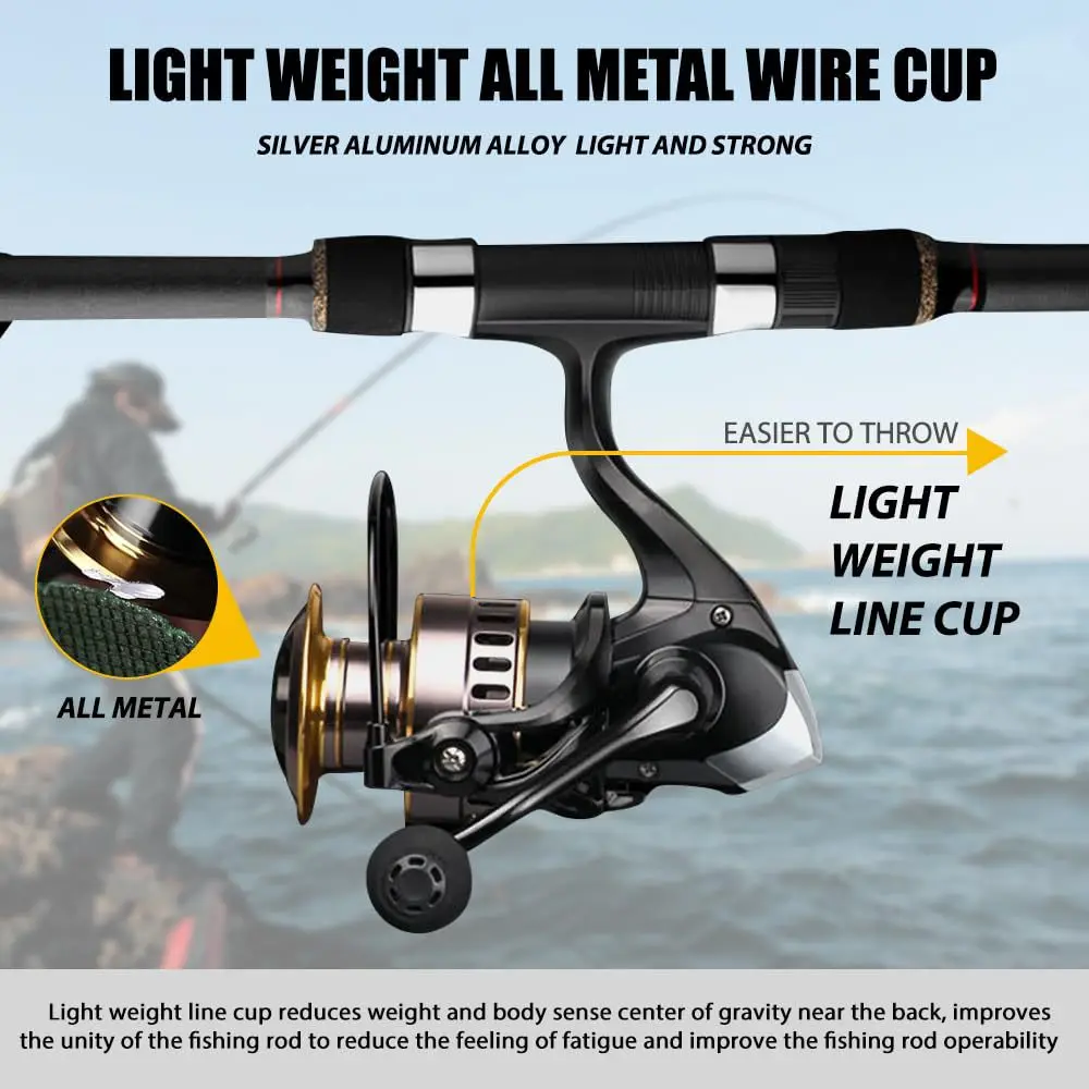 Professional Ultra Light 1000~7000 5.2:1 Gear Ratio,26LB Max Drag CNC Metal Spool Spinning Fishing Reel For Freshwater Saltwater