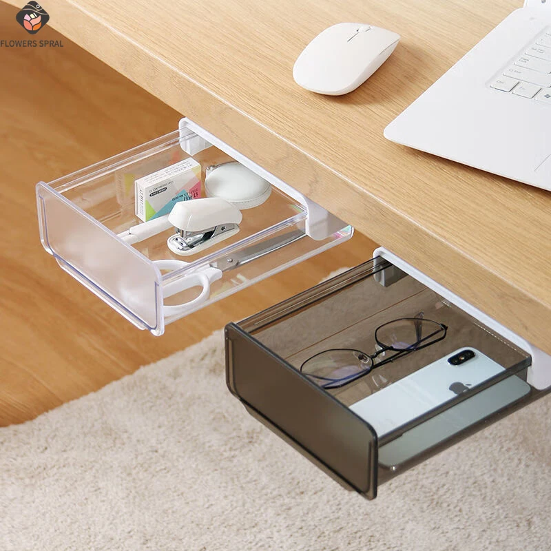 Hidden Drawers Under The Desk, Office Storage Box, Pull-Out Office Storage Supplies, Notebooks, Pens, Stationery Storage Box