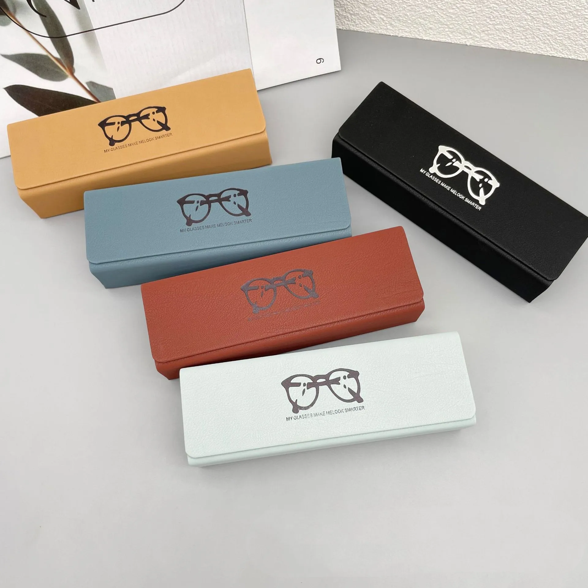 Hot Triangle Glasses Case PU Leather Soft Magnet Eyewear  Pouch Portable Sunglasses Box Protective Cover for Unisex