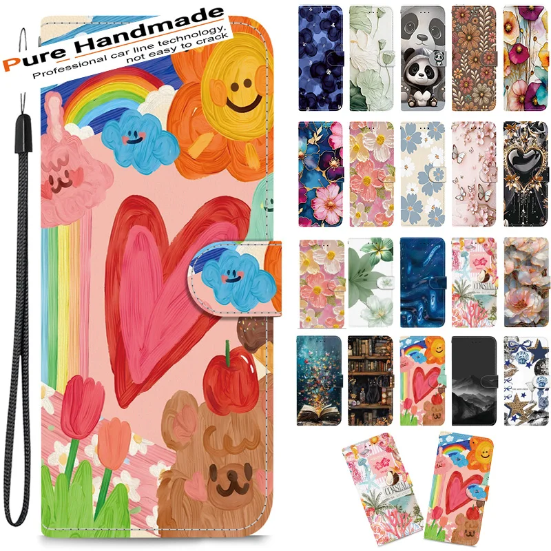 S26 Ultra 3D Flower Phone Case for Samsung Galaxy S26 Ultra S25 Edge S24 Plus S23 S22 S21 S20 FE Cases Leather Wallet Flip Cover
