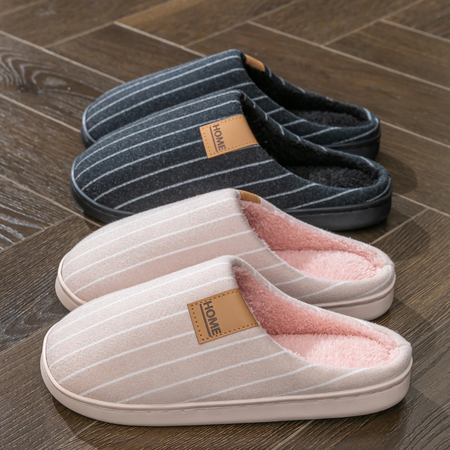 شباشب دافئة للرجال للاستخدام الداخلي، أحذية منزلية للخريف والشتاء غير قابلة للانزلاق مع بطانة ناعمة من القطيفة، مسطحة مريحة للمنزل #6