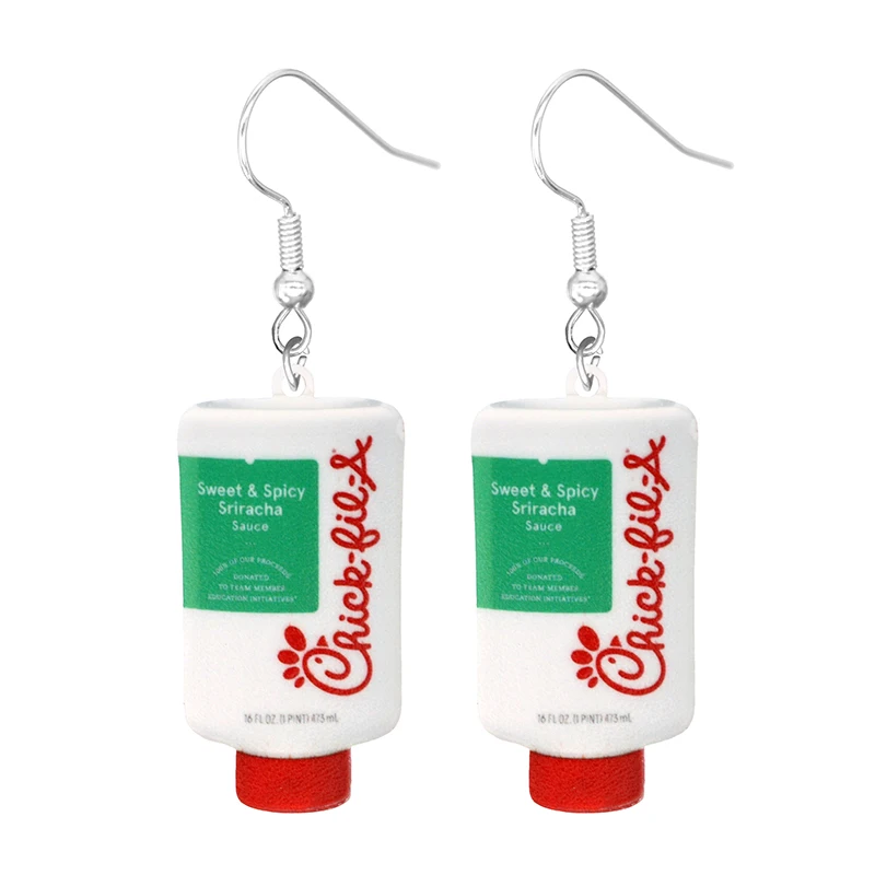 Trendy Food-Themed Dangle Earrings - High-Quality Replicas ofPopular Sauces - Perfect for Casual or Party Wear - Great Gift ldea