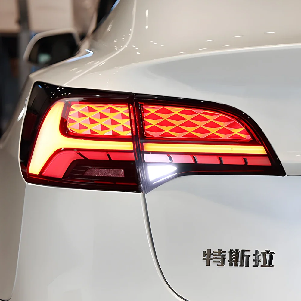 

Автомобильные задние фонари в сборе для Tesla Model 3 Model Y 2019-2023, светодиодные автоматические задние фонари, обновленный динамический стример, аксессуары для сигнальных ламп