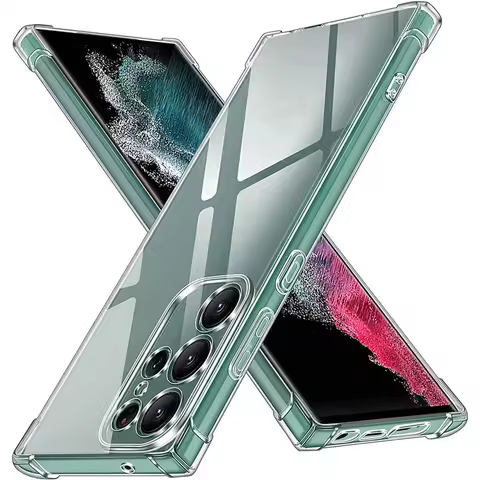 Thick Air-Bag Shockproof Phone Clear Case For Samsung Galaxy S22 S21 S20 FE S23 S24 Plus 24 Ultra A52 A53 A54 Transparent Cover