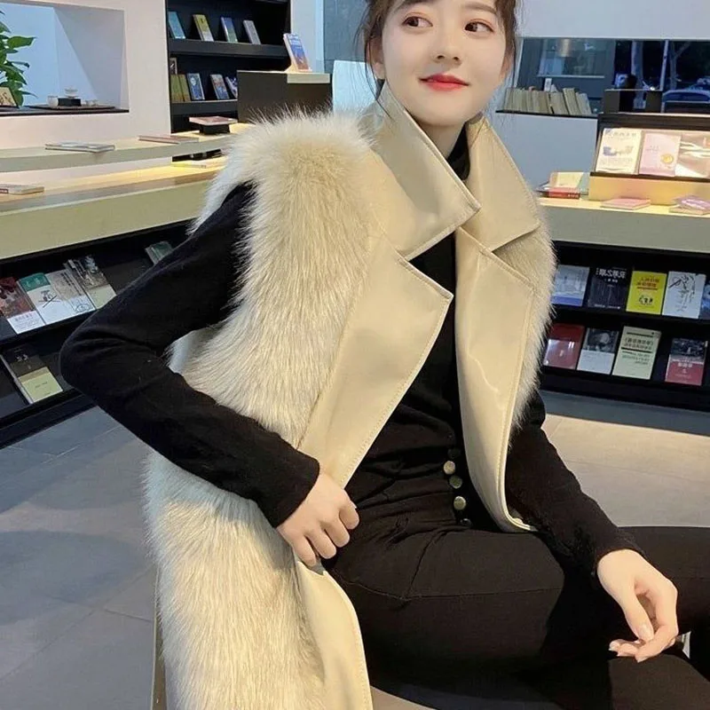 

Fox-like Fur Environment Protection Vest Coat Woman Winter New 2026 Sleeveless Jacket Female Thicken Korean Waistcoat Outerwear