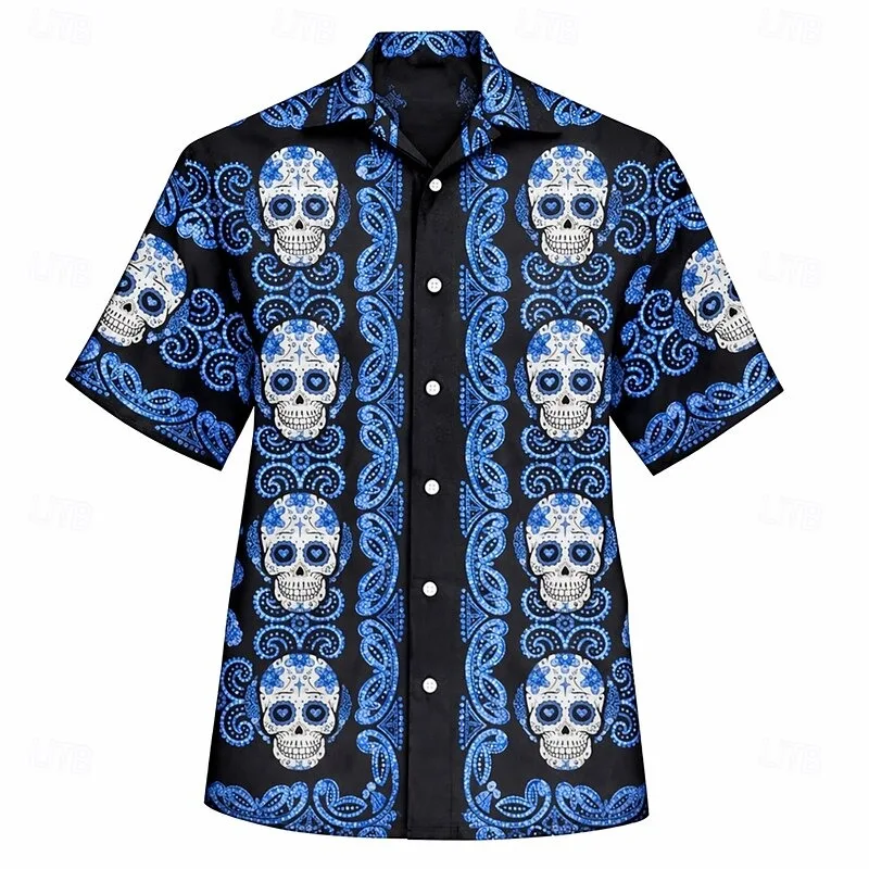 Hawaiian Style Palm Tree Floral Short Sleeved Shirt for Men, Tropical Island Vacation Beach Shirt, Beach Casual Flower Shirt