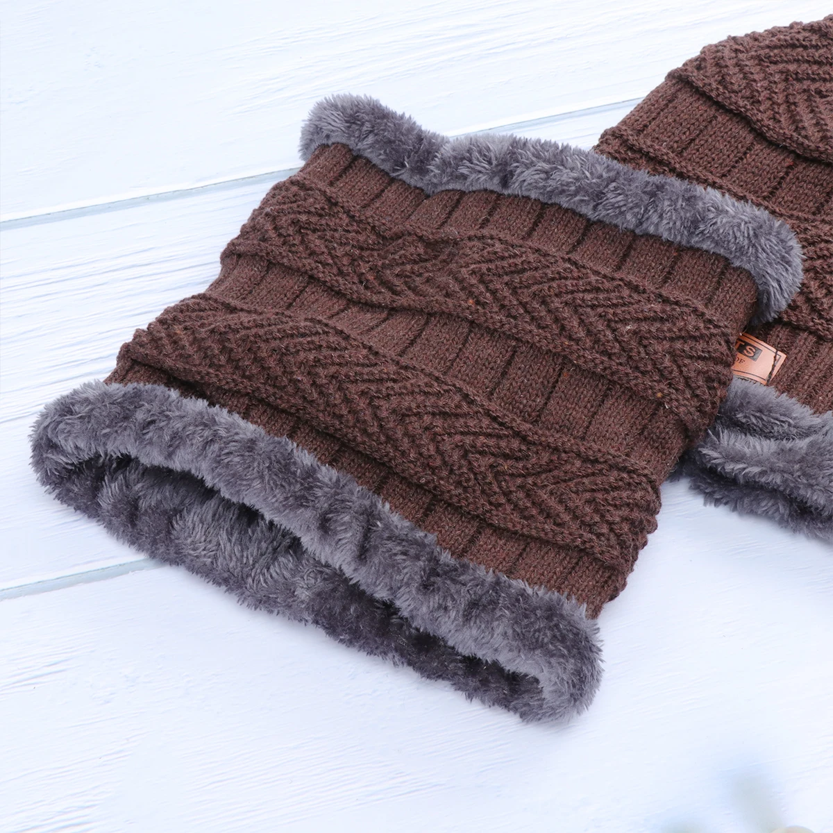 

Thick Wool Knit Hat and Scarf Set Winter Hat Scarf Suit Coffee Color One Size Fits Most Outdoor Warm Beanie Winter Hats