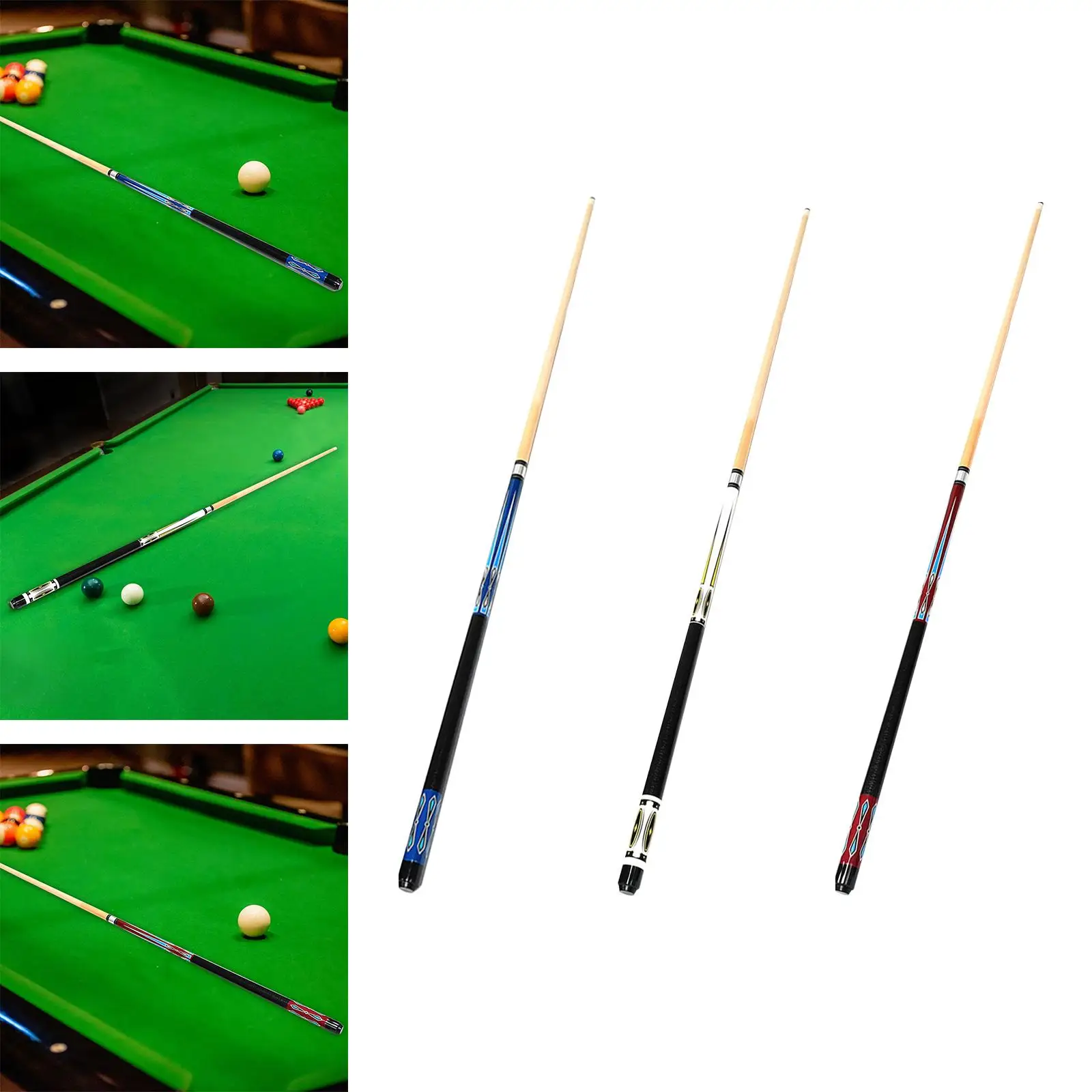 Tacos de bilhar portáteis, bastão de madeira para bilhar, treinamento esportivo, 1 ou 2 snooker, 57"