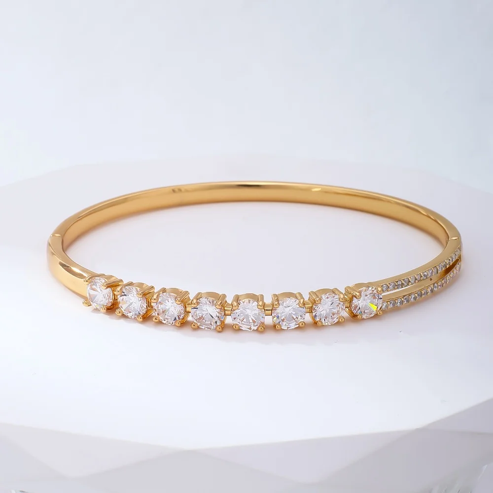 18K Gold-plated Copper Non Fading Gold Bracelet Zircon Bangles Durable and Fashionable Jewelry Suitable for Holiday Gifts