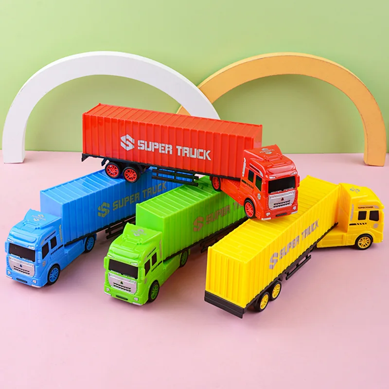 Children\'s plastic toys Car Container truck Heavy truck semi-trailer model Simulation transport truck Boys like Birthday Gifts