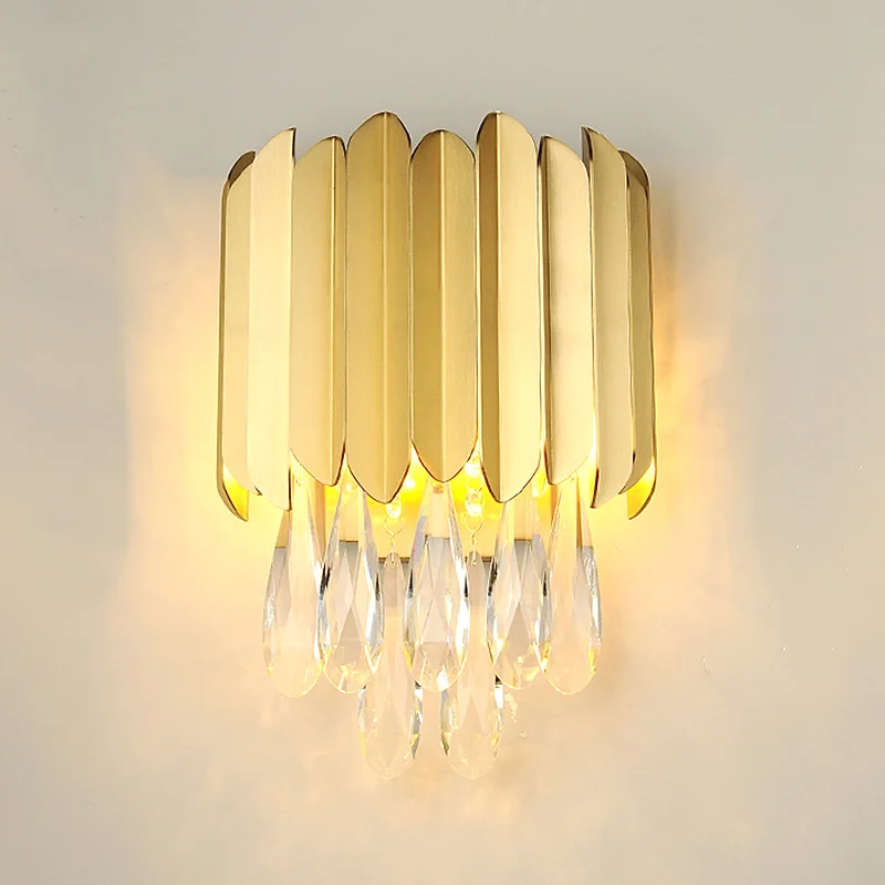 

Crystal Wall Lamp Light Luxury Villa Living Room Background Modern Minimalist French Bedside Bedroom Lighting