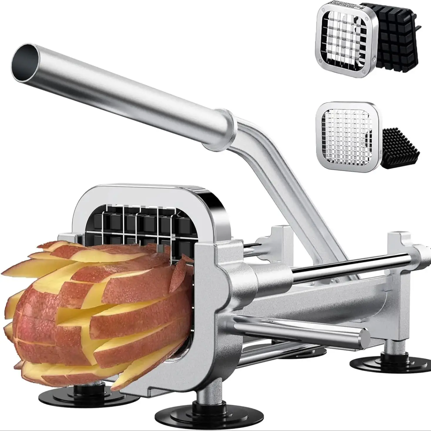 French Fry Cutter, Heavy Duty French Fries Slicer, Stainless Steel Potato Cutter for Sweet Potato, Carrot, Yam, Cucumbers. 1/2 &