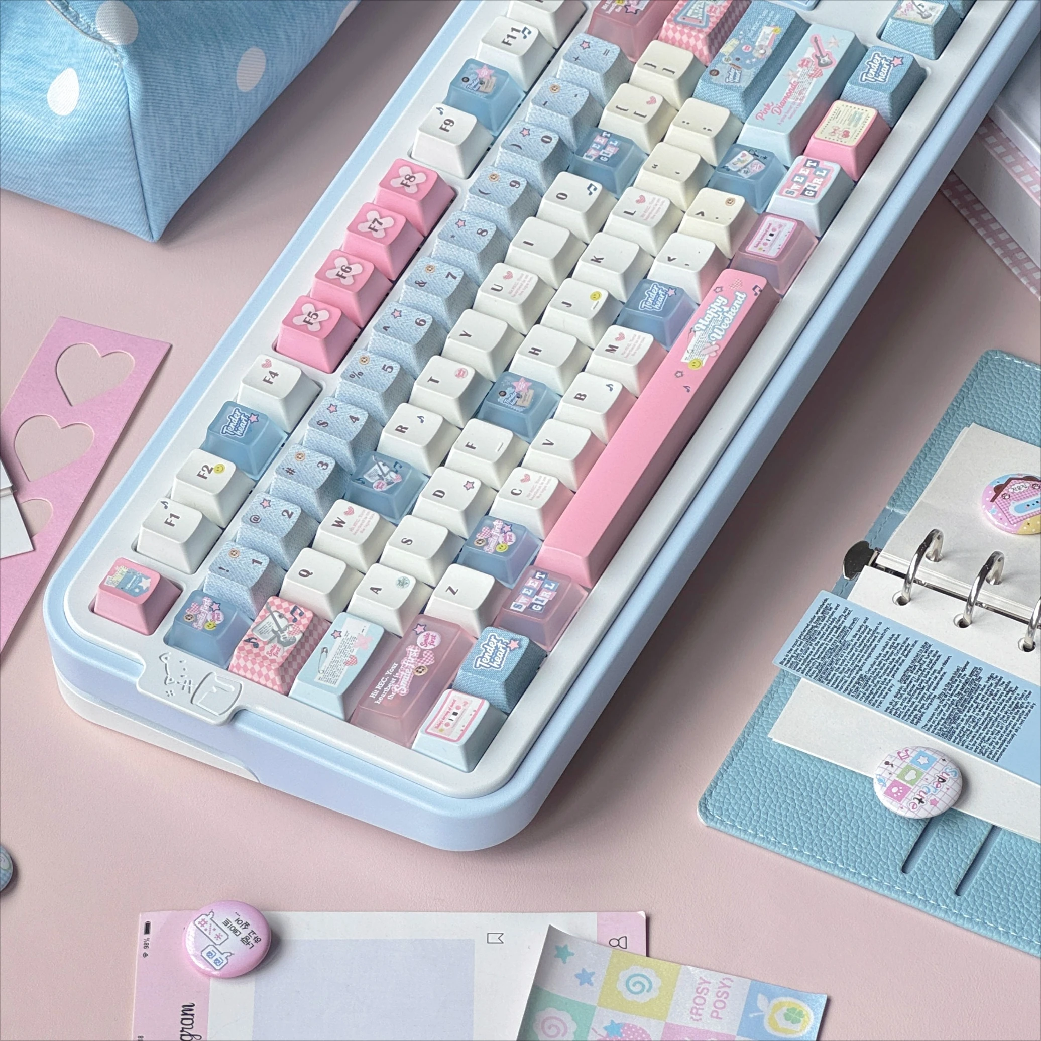 MoCoo Cowboy Sweetheart Theme Keycaps Set Cherry Profile PBT PC Sublimation Custom Original Handmade for Mechanical Keyboard