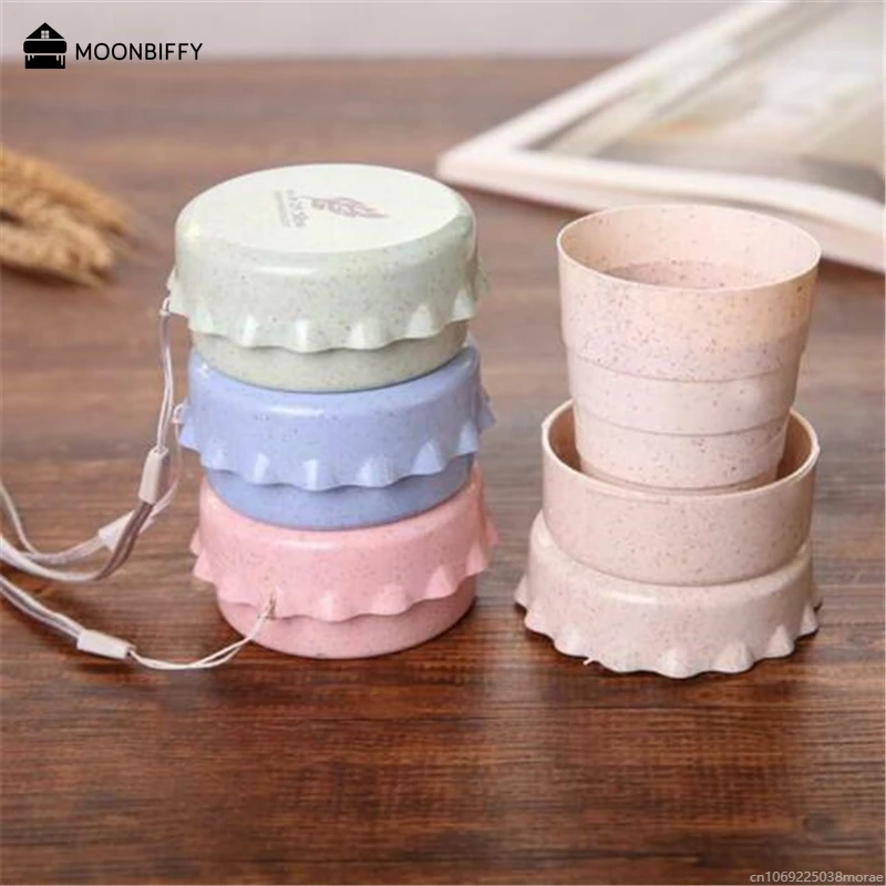 Taza De plástico para viaje y Camping, taza plegable De agua De trigo, hervidor telescópico, Mini taza De compresión portátil para deportes al aire libre, Tazas De Café