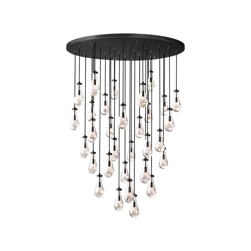 Transform Your Living Room With Our LED American Water Drop Pendant Light Elegant Design Chrome Black Hardware Dimming Function