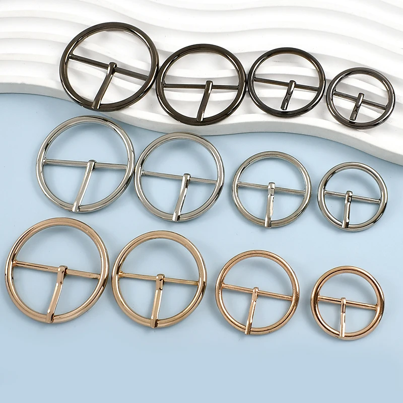 

4Pcs Meetee 20-70mm Round Metal Pin Buckle for Women Coat Belt Buckles Webbing Strap Adjust Hook Shoes Clasp Sewing Accessories