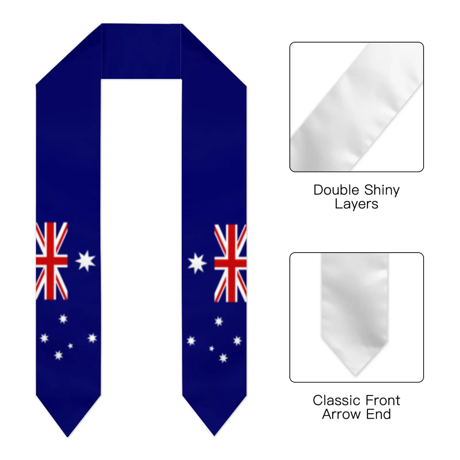 Australia Flag 180*15CM Graduation Sash Stole Scarf Double Sided for Study Aboard International Class Of 2025